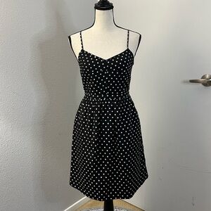J.Crew Black & WhitePolka Dot Adjustable Spaghetti Strap Dress - Size 00